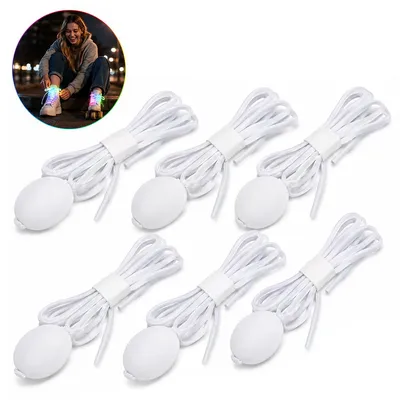 Produktbild von LED Schnürsenkel 6 Paar, leuchtende Schnürsenkel mit Farbwechsel und 3 Lichtmodi, blinkende Schuhbänder für Party, Nachtlauf und Sneaker