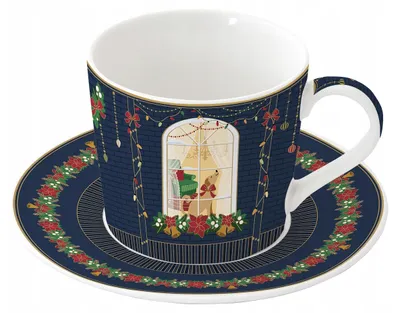 Produktbild von Easy Life Festive Avenue Porzellan-Tasse mit Untertasse 380ml