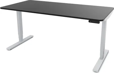 Produktbild von ASSMANN Elektrisch höhenverstellbarer Schreibtisch Y-Line Curved Schwarz Weißaluminium, 180x80cm, Memoryfunktion, 2-fach-Motorik