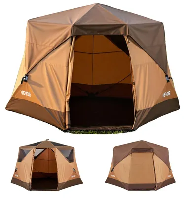 Produktbild von VEVOR Campingzelt, 4-Personen Pop-Up Sofort-Campingzelt mit großen Mesh-Fenstern, 60 Sekunden einfache Montage, tragbare Cabin Hub Zelte mit Tragetasche für Familien-Camping und Wandern, verbesserte Belüftung