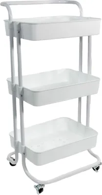 Immagine prodotto di Intirilife carrello a 3 livelli in bianco - 42 x 37 x 85,5 cm - Carrello portavivande con maniglia Carrello portaoggetti per cucina bagno ufficio