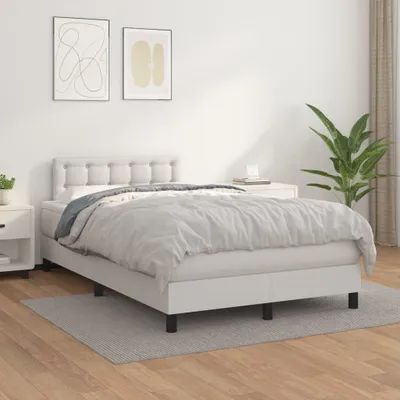 Produktbild von The Living Store Boxspringbett mit Matratze Weiß 120x200 cm Kunstleder
