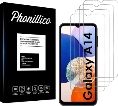 Image de Verre trempé pour Samsung Galaxy A14 [4 pièces] Protection d'écran Screen Protector Film anti-rayures verre résistant Phonillico®
