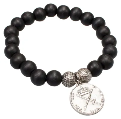 Immagine prodotto di Bracciale "Alpenflüstern" con perline di legno a forma di moneta, colore nero, modello HAB001