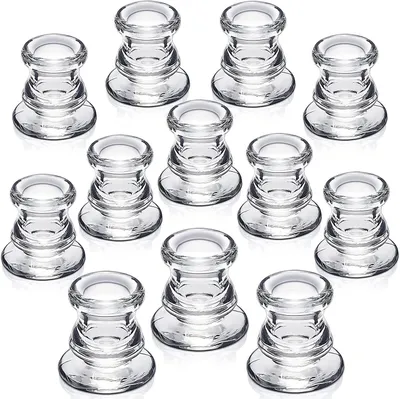 Image de Omgoods - Ensemble de 12 bougeoirs en verre transparent pour la décoration