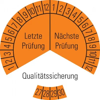Produktbild von Dreifke® Prüfplakette Qualitätssicherung 27-30,orange,Dokumentenfolie,Ø30mm,1...