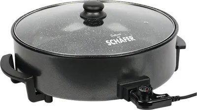 Immagine prodotto di Padella elettrica multiuso 1500 W - Padella per pizza con coperchio in vetro ø36 x 7 cm