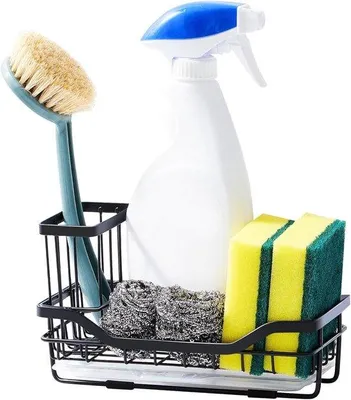 Produktbild von Famanu Spülbecken Caddy mit abnehmbarem Tropfbehälter und Schwammhalter - Schwarz