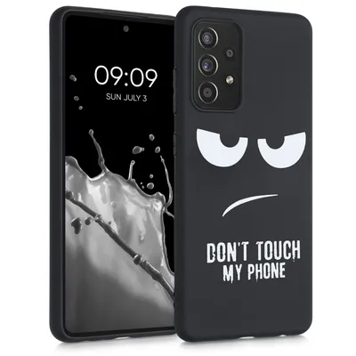 Produktbild von kwmobile Hülle kompatibel mit Samsung Galaxy A52 / A52 5G / A52s 5G - Handyhülle Silikon Case - Don't touch my Phone Weiß Schwarz
