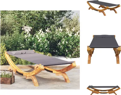 Produktbild von vidaXL Loungebett 100x188,5x44 cm Bugholz Massiv Anthrazit - Gartenbetten