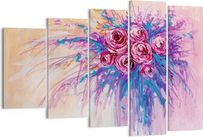Produktbild von Bild auf Leinwand - Leinwandbild - 5 Teile - Blumenstrauß Blumen Rosen - 150x100cm - Wand Bild - Wanddeko - Wandbilder - Leinwanddruck - Bilder - Wanddekoration - Leinwand bilder - EG150x100-4465