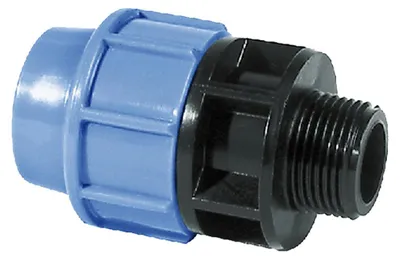 Produktbild von Unidelta PP Anschlussverschraubung 63mm x 2" Außengewinde, Klemmverschraubung für PE-Rohr, PN16 Rohrverbinder für Wasserleitung und Bewässerung