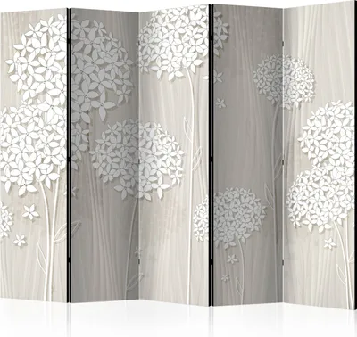 Produktbild von Akusticher Raumteiler Blumen Foto Paravent 225x172 cm beidseitig auf Vlies-Leinwand bedruckt Akustikschaum Trennwand Spanische Wand Sichtschutz Home Office Natur beige b-C-0008-z-c