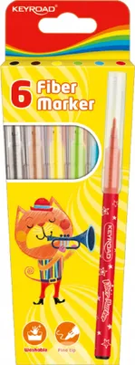 Image de Lot de 6 feutres Keyroad, 2 mm, assortiment de couleurs, sous blister
