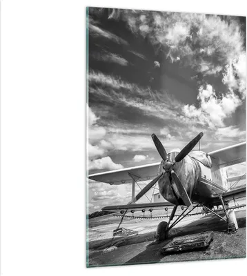 Produktbild von Bilder auf glas - Einteilig - An-2 Flugzeug Schwarzweiß - 80x120cm - Glasbilder - Wandbilder - Bilder - Wanddekoration aus Glas - Glas Bilder - Wandbild auf Glas - GPA80x120-4228