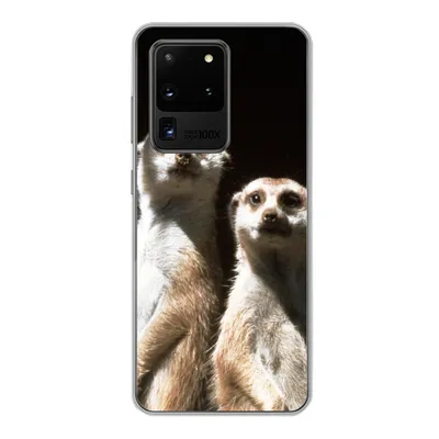 Produktbild von MuchoWow® Handyhülle Schutzhülle Hülle für Samsung Galaxy S20 Ultra Schwarz - Erdmännchen - Tiere Silikon Softcase Handy Hülle - Karteninhaber