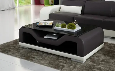 Image de Leder Couchtisch Moderner Tisch Glastisch Design Tische Glas Wohnzimmer