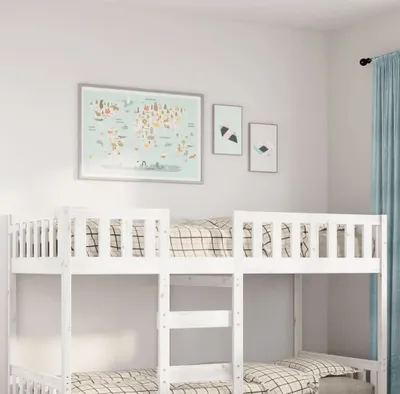 Imagen del producto de Cuna exclusiva, color blanco, sin colchón, de 90x190 cm, fabricada en madera maciza de pino