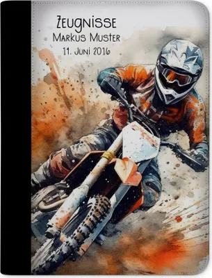 Produktbild von Zeugnismappe, Dokumentenmappe, Ordner A4, Auto Motorcross mit Klarsichthüllen