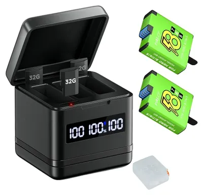 Obrázok produktu pre Batéria, kapacita 1800 mAh, rýchlonabíjačka s 3 zásuvkami, 2 batérie a 1 nabíjačka