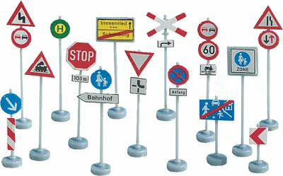Produktbild von NOCH Verkehrszeichen, farbig bedruckte Verkehrsschilder, 270 Teile für die Spurweite H0, ideal für realistische Modellstraßen