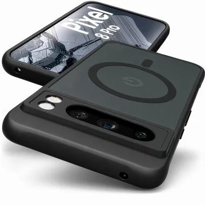 Produktbild von Google Pixel 8 Pro Hülle - MagSafe Case magnetisch Matt Schwarz Dünn | Schutzhülle stoßfest Handyhülle - Kameraschutz | Cover Bumper | GreenHec