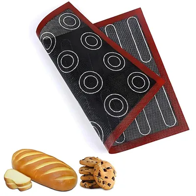 Produktbild von Macaron-Backmatte, mikroperforierte Ofenmatte, 2 Silikon-Ofenmatten, beidseitig antihaftbeschichtet, hitzebeständig und wiederverwendbar, 40 x 30 cm, Platzset, Macaron-Backmatte
