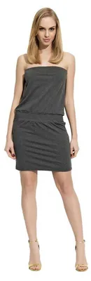 Produktbild von Damen Kleid Tunika Minikleid Bandeau Trägerlos Rückenfrei; Grafit/S