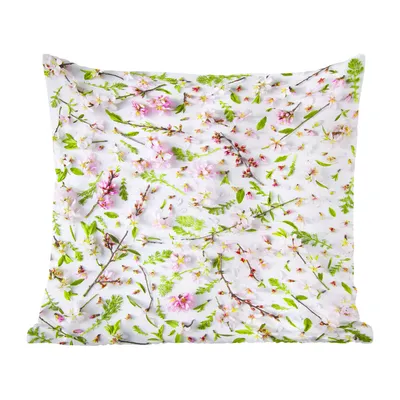 Produktbild von MuchoWow® Zierkissen Sofakissen Wohnzimmer Dekokissen 45x45 cm Ein weißes und rosa Blumenmuster - Schlafpolster - Polster für das Sofa