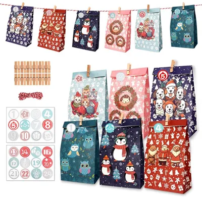 Produktbild von Adventskalender zum Selbstbefüllen - 24 Geschenktüten - Kraftpapier - 2025
