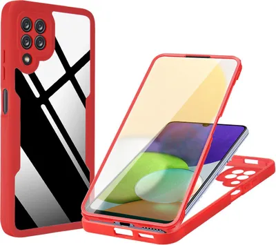 Produktbild von Samsung Galaxy A22 4G Schutzhülle, Eingebautem Displayschutz 360 Grad Komplettschutz Handyhülle für Samsung A22 4G Rot