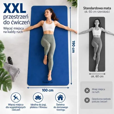 Obrázek produktu pro MOVIT XXL TPE gymnastická podložka na pilates podložka na jógu, 190x100x0,6 cm tmavě modrá
