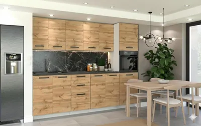 Zdjęcie produktu dla ULWEHOME Meble kuchenne Zestaw mebli kuchennych Kuchnia Milan 260cm Słupek piekarnik | szafka • regał • blat • zabudowa piekarnika | Dąb Wotan 2,6 m