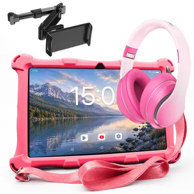 Produktbild von AngelTech Kindertablet XL Rosa XL mit Kopfhörer und Tablet-Halterung