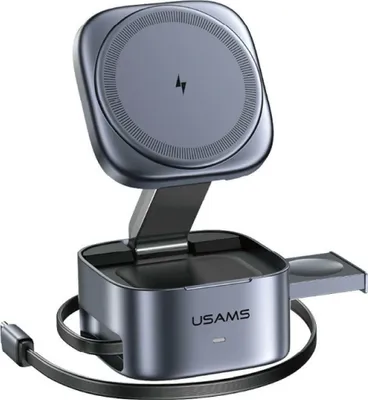 Immagine prodotto di Caricabatterie induttivo 3 in 1 Usams Cd257 Qi2 Tarnish
