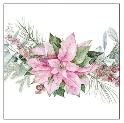 Image de Serviettes 33x33 cm - Pink poinsettia