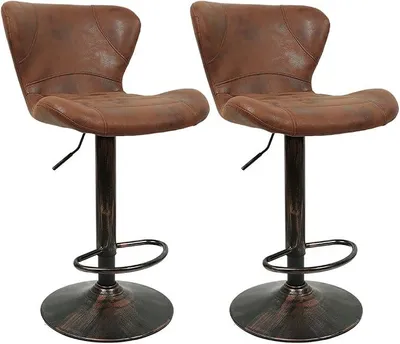 Produktbild von Barhocker 2er Set, Barstühle Höhenverstellbar, Drehbare Küchenhocker, Barstuhl Industrial Küchenhocker, mit Rückenlehne und Fußstütze, Esszimmer, Theke (2, 47.5x34x88-109cm)