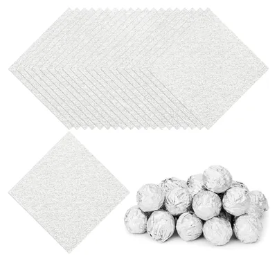 Produktbild von Aluminiumfolie Bonbonpapier - 200 Stück - Für Süßigkeiten und Pralinen - 9x9 cm - Silber