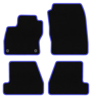 Produktbild von Velours-Fußmatten für Ford Focus MK3 2010-2018 (Schrägheck/Limousine/Kombi) – 4-tlg, Schwarz/Blau, passgenau – Wielganizator CARLUX
