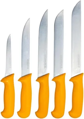 Immagine prodotto di Set di coltelli da carne, 5 pezzi, da 23 cm e 21 cm, in acciaio inossidabile, per uso in cucina