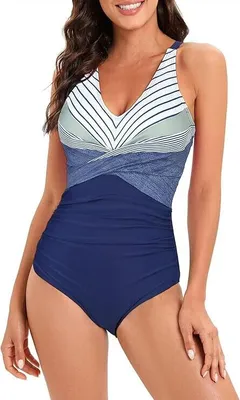 Produktbild von Damen Badeanzug mit Bauchweg-Effekt, für große Größen, mit Push-Up und Bügeln, sowie Cups, AH004