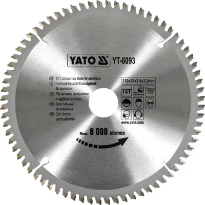Obrázek produktu pro Yato YT-6093, Hliník, Laminát, Plast, 21 cm, 3 cm, S karbidem wolframu (TCT), 2,2 mm, 8000 ot/min