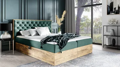 Produktbild von Boxspringbett CHANTELLE 3 – 180x200, Grün + GRATIS Topper