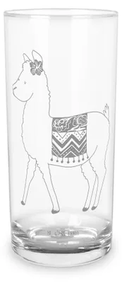 Produktbild von Mr. & Mrs. Panda Glas Alpaka Stolz 400 ml - Transparent - Geschenk, Longdrinkglas, Trinkbecher, Cocktailglas, Lama, Trinkglas, Tumbler