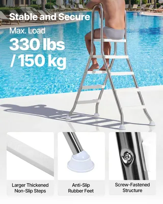 Produktbild von VEVOR Überirdische Poolleiter, Edelstahl A-Rahmen Schwimmbecken Treppe für 125 cm hohe Wand, 150 kg Tragfähigkeit Schwerlast Ein-/Ausstiegstufen mit sicherem Rutschfesten 4 Stufen und Plattform, Silber
