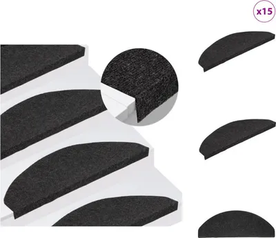 Immagine prodotto di vidaXL Tappetini per gradini Autoadesivi 15 pezzi 65x22,5x3,5 cm Nero - Tappetini per gradini