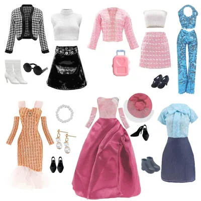 Image de Vêtements et accessoires pour poupées de 29 cm, comprenant des robes et des chaussures