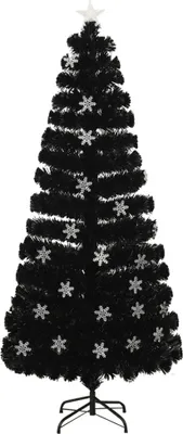Produktbild von vidaXL Weihnachtsbaum mit LED-Schneeflocken Schwarz 180 cm Fiberoptik