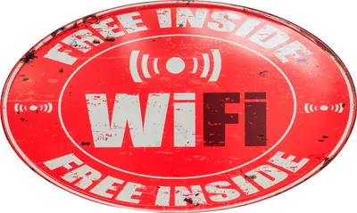 Produktbild von Blechschild Free Wifi Inside WLAN Internet Schild 56cm Magnettafel Antik-Stil