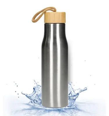 Produktbild von Wasserflasche 500ml 'Kopenhagen' - Auslaufsichere Trinkflasche Edelstahl für kohlensäurehaltige Getränke - silber